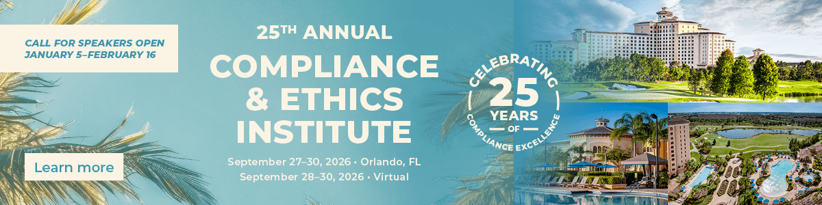 Join SCCE for the 2026 Compliance & Ethics Institute & Speak!